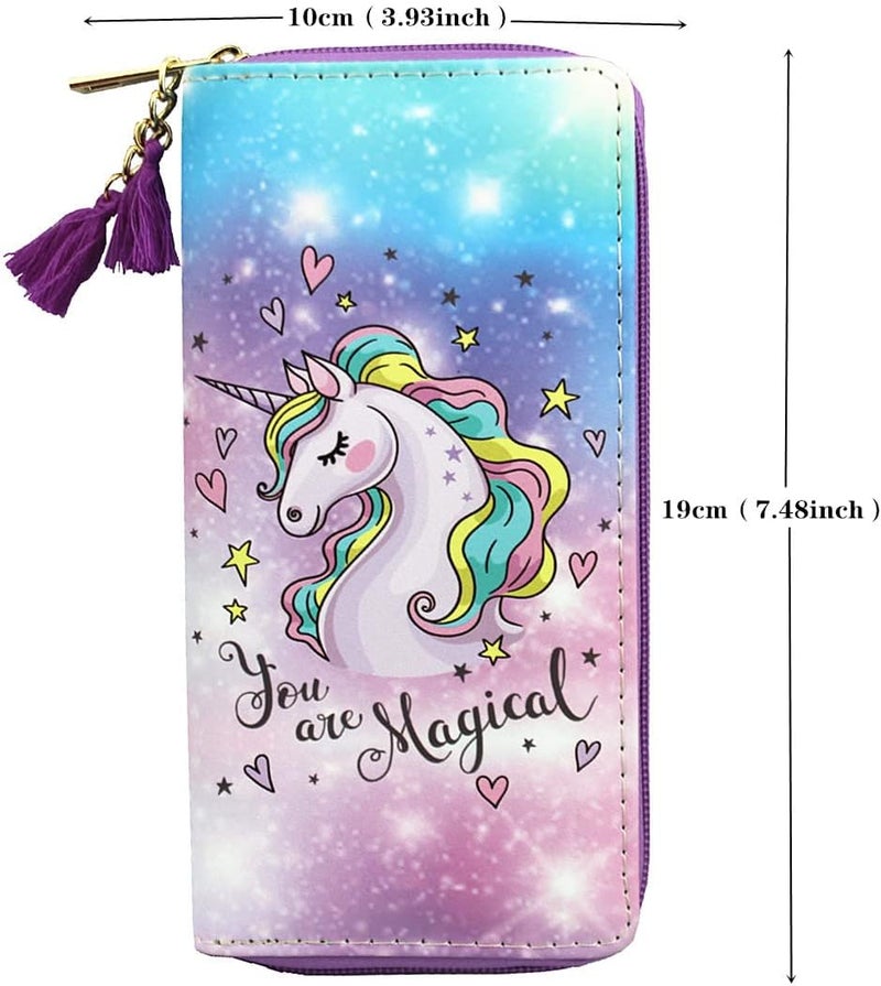 MayeBridge Women’s Printed Zip Around Wallet Unicorn Wallets Purse Unicorn Zipper Wallet Long Clutch Bag PU Leather Purse For Girls Women Christmas Gift(Unicorn C0514) - Image 2